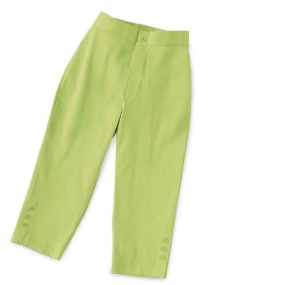 NWT Monroe & Main Lime Green Button Capri Pants Size 6 - Picture 2 of 10